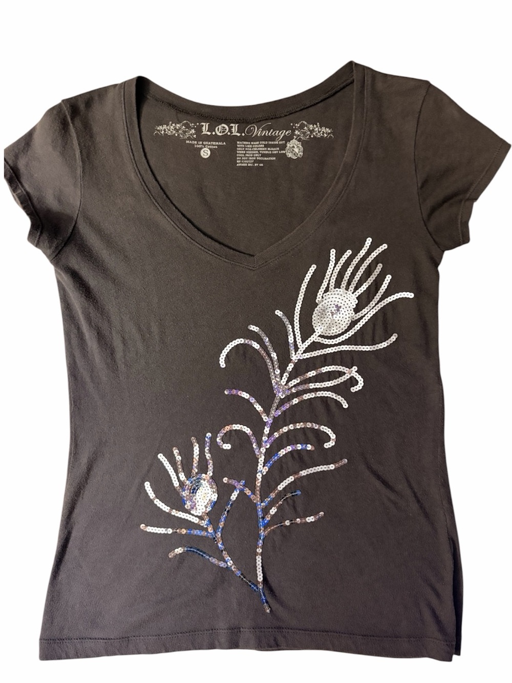 L.O.L. Vintage Sequin Tee Gray
